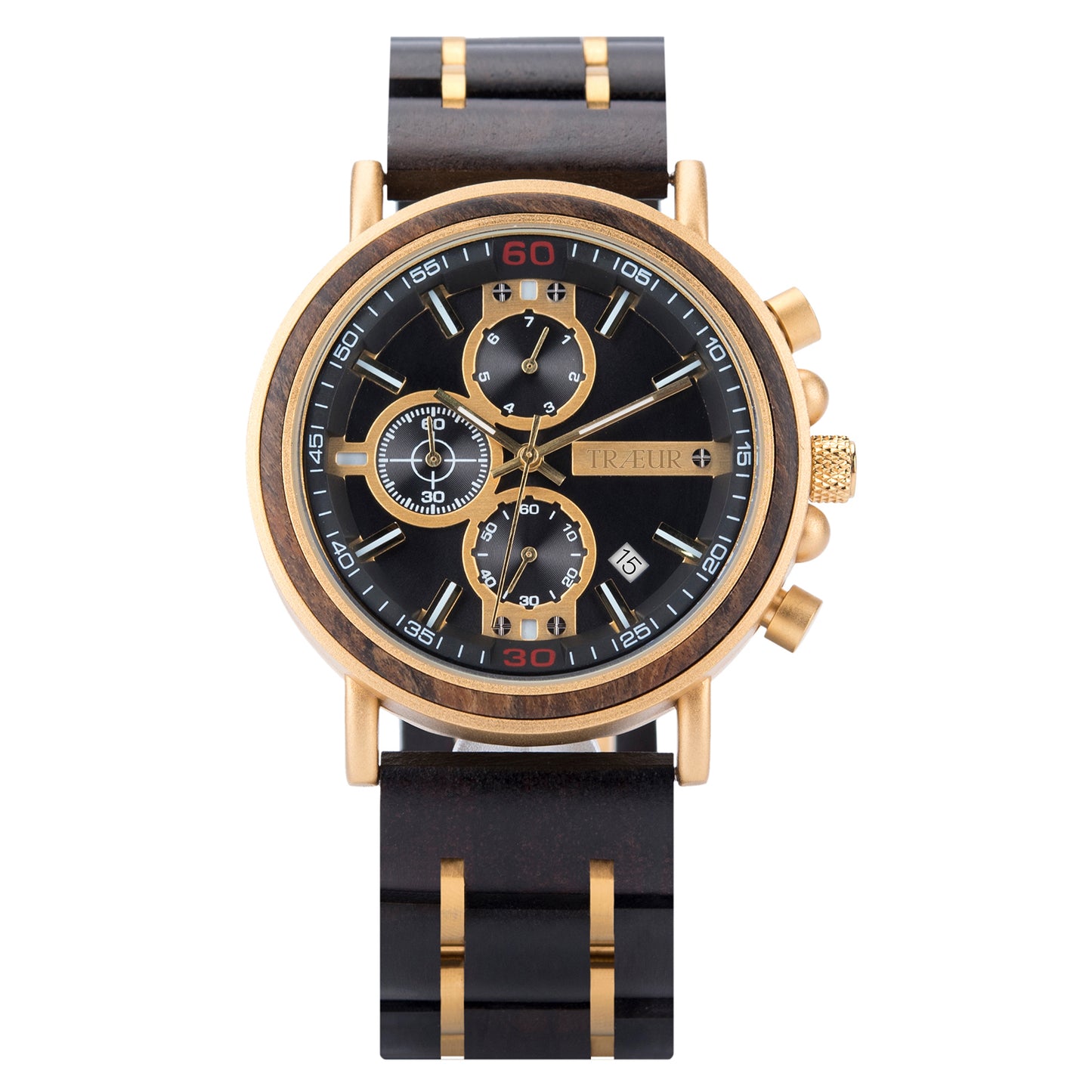 TRÆUR OBSIDIAN – Ebony Gold Wooden Watch (Men)